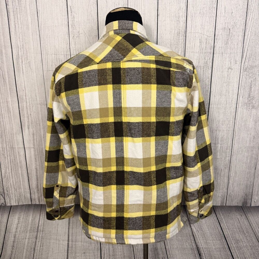 Quiksilver Men's Medium Yellow Check Button-Front Flannel Shirt Jacket Shacket - Picture 3 of 7